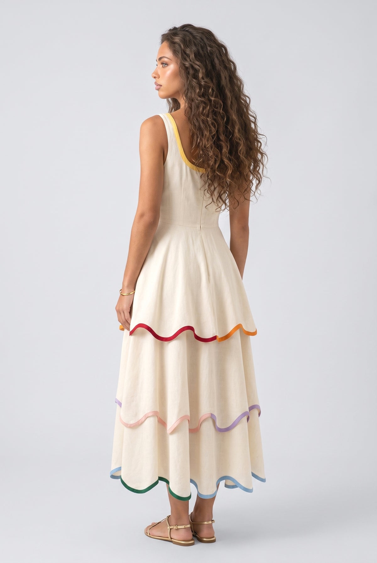 Sleeveless Tiered Maxi Dress, back view