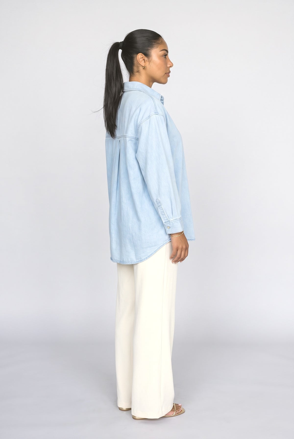 Denim Oversized Blouse, back view