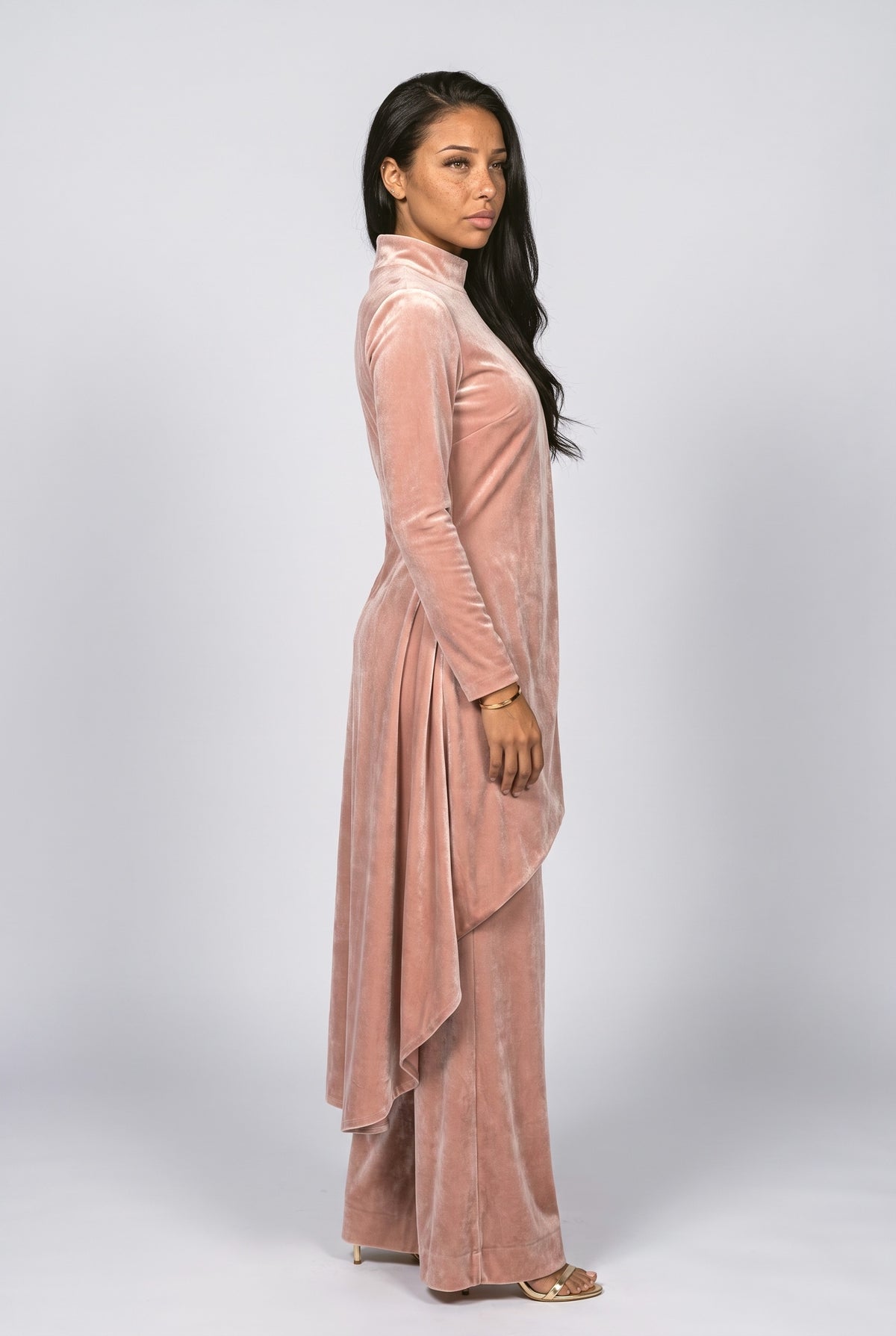 Velvet Asymmetric Pants Set Women, back view