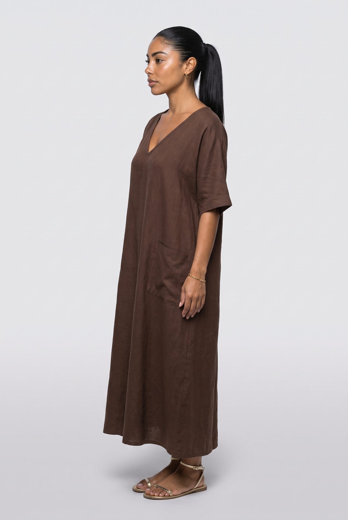 V-Neck Relaxed Maxi Dress, back view