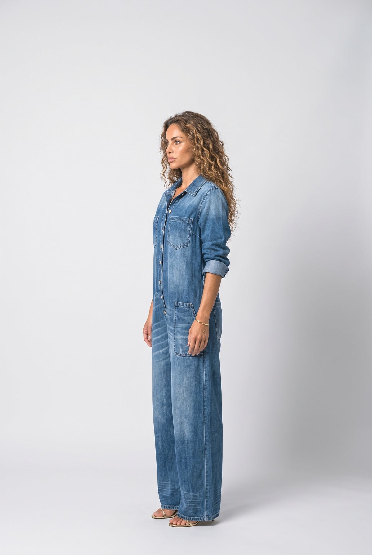Denim Jumpsuit, back view