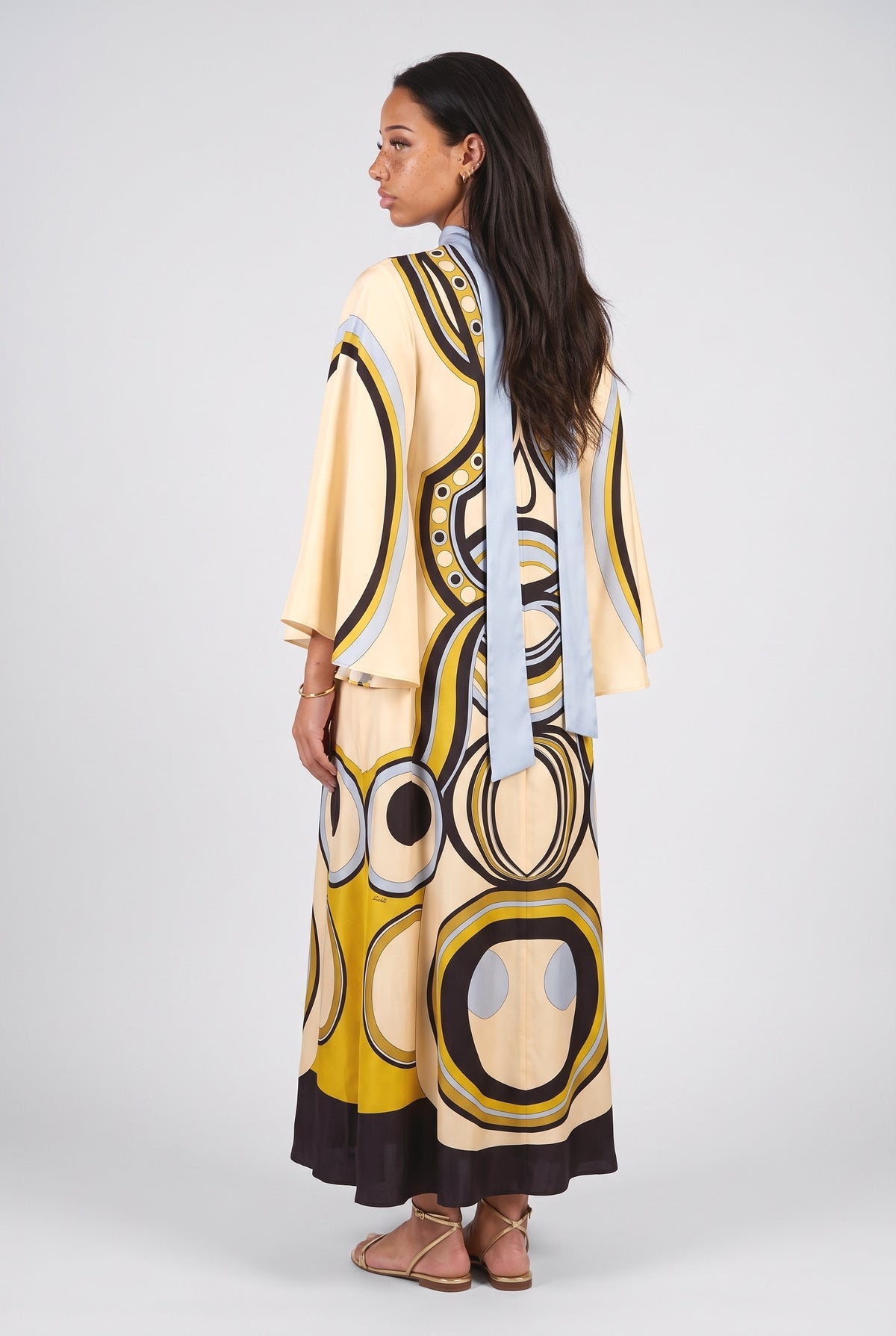 Multicolor Geometric Maxi Dress, back view