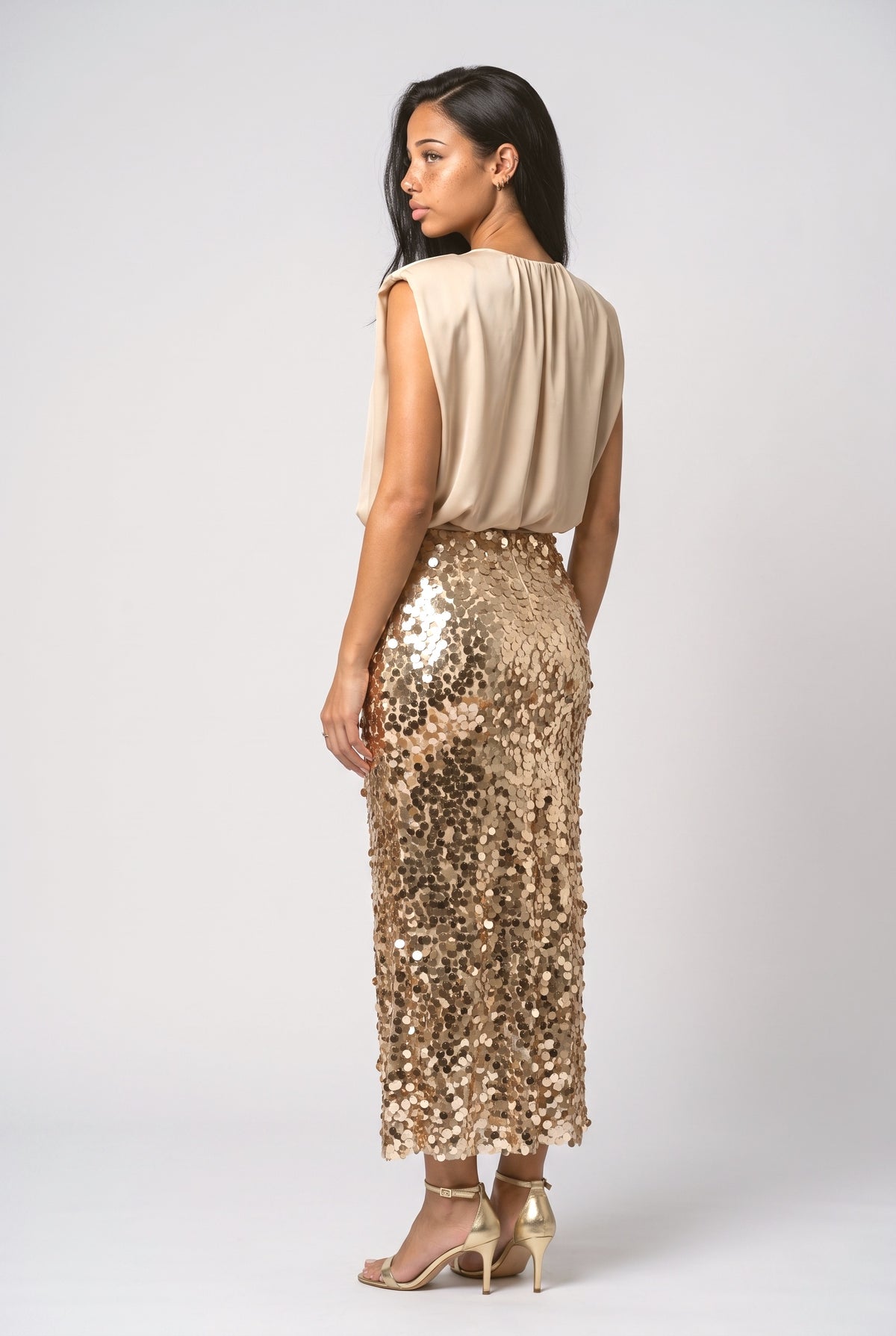 Sequin Sleeveless Outfit Set, back view