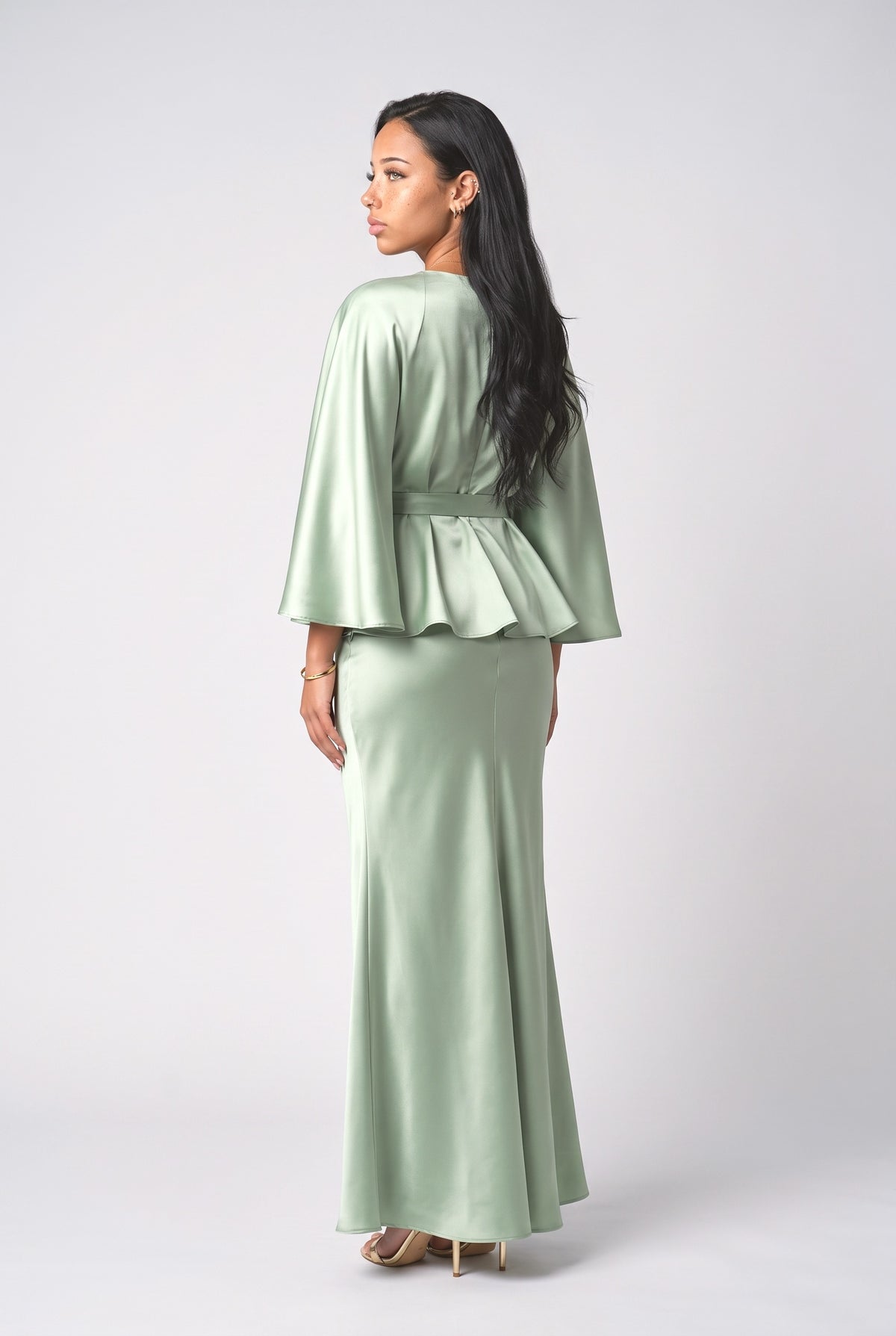 Satin Mermaid Outfit Set, back view