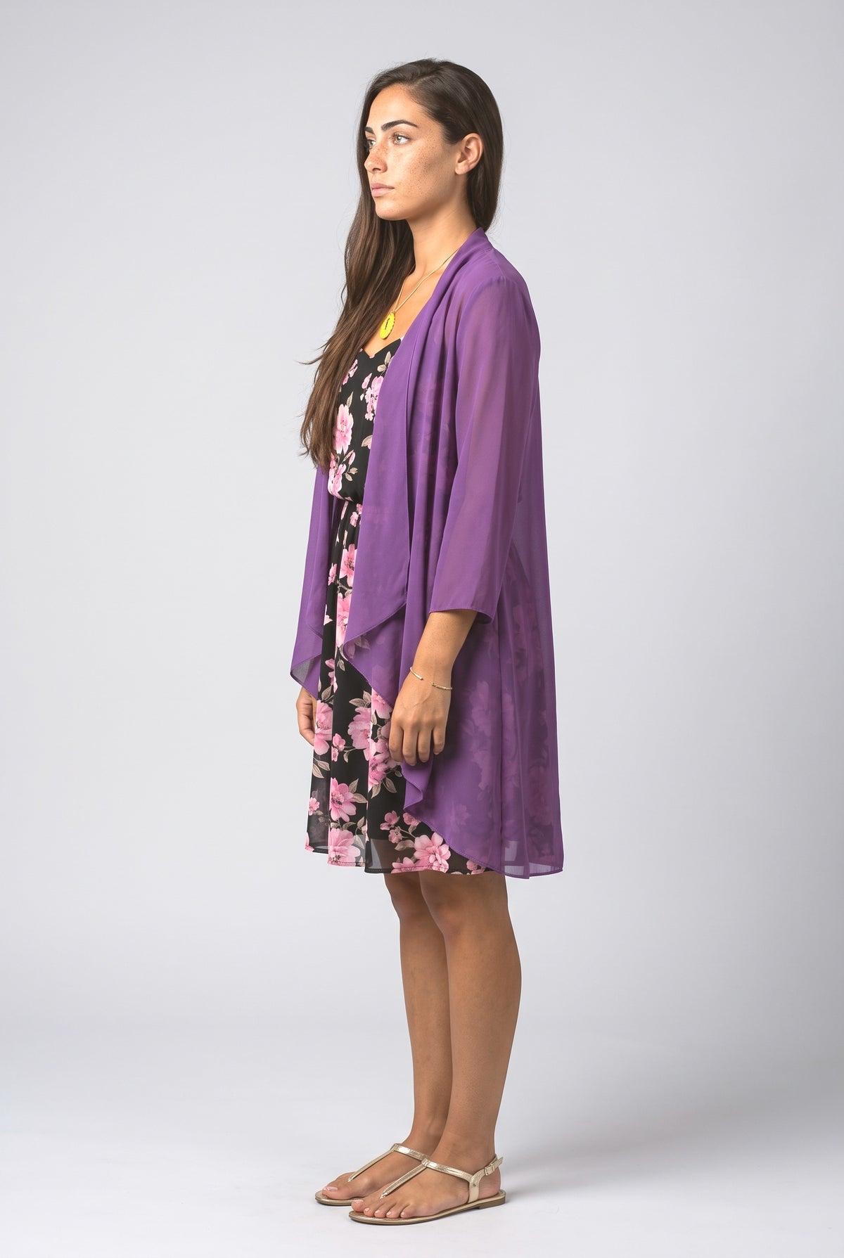 Chiffon Floral Two Piece Outfit, back view