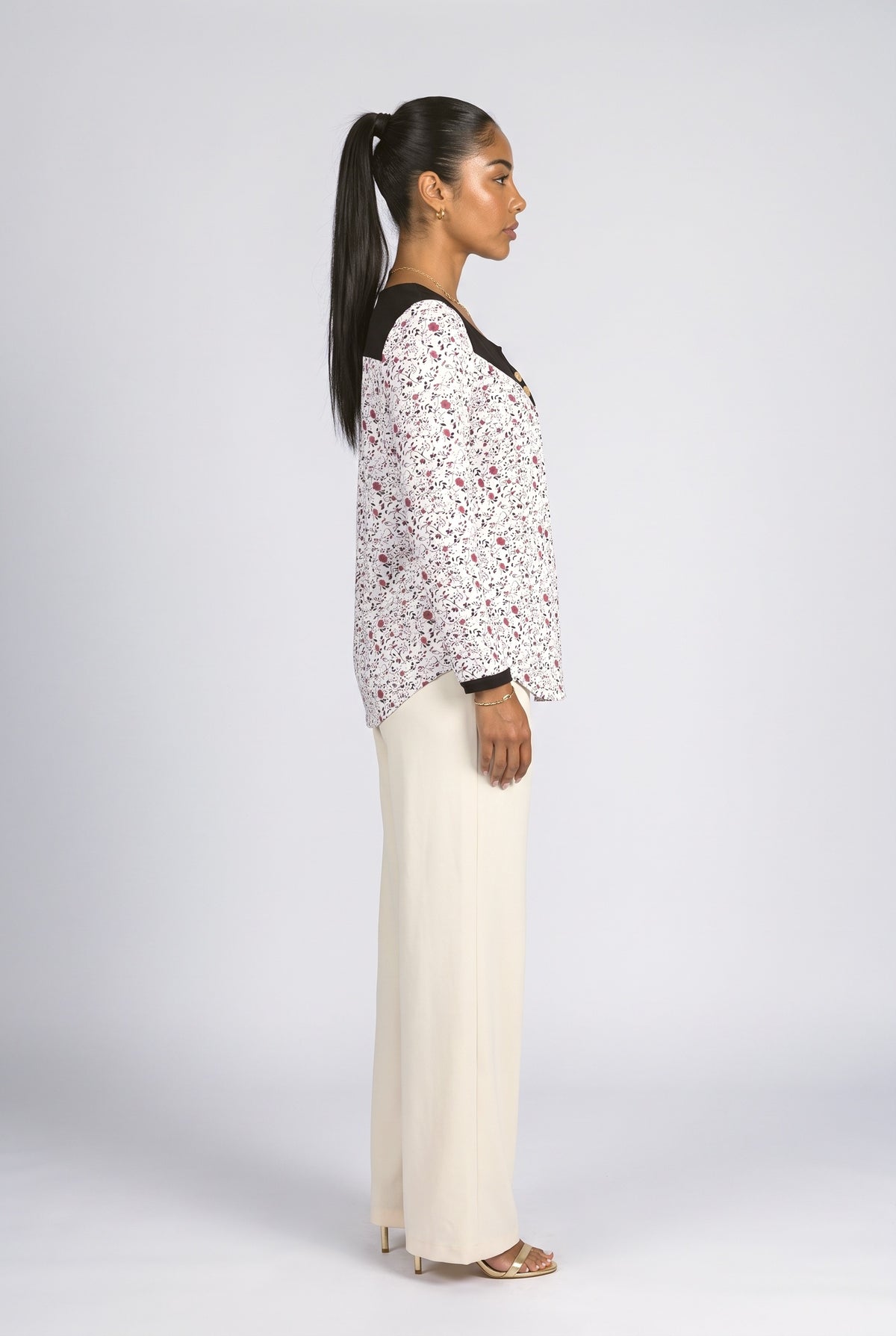 V-Neck Floral Blouse, back view
