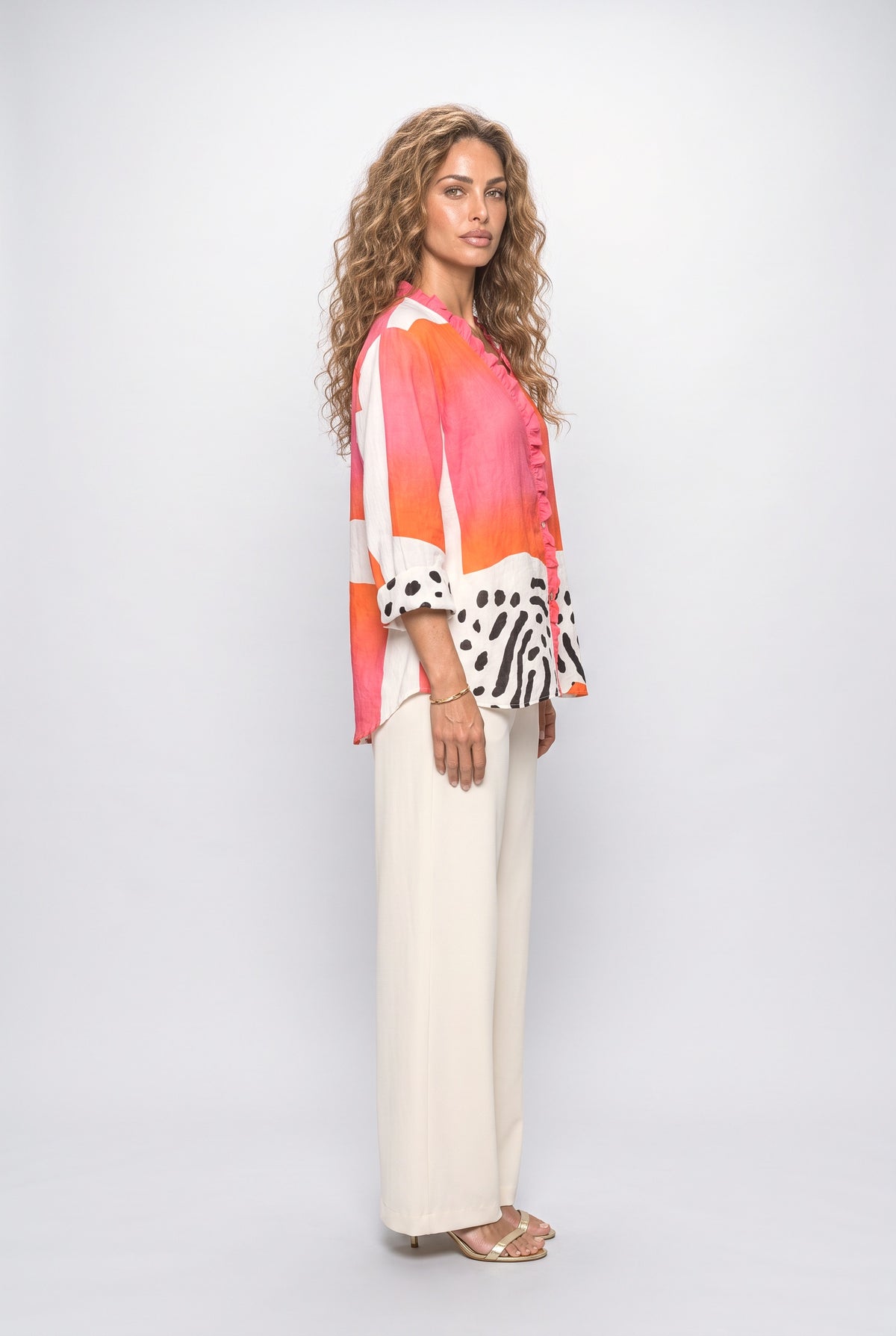 V-Neck Ruffle Blouse, back view