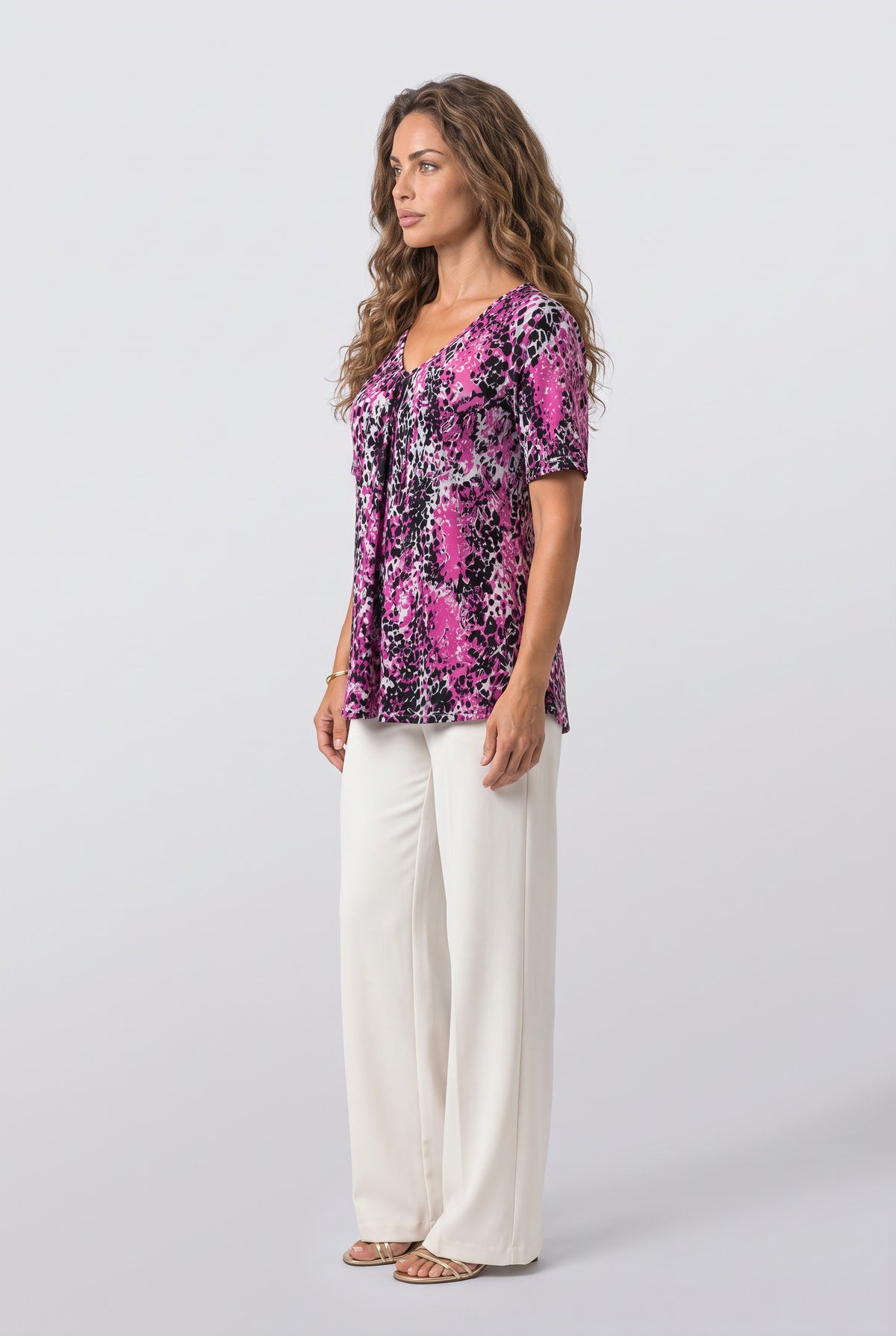 V-Neck Leopard Blouse, back view