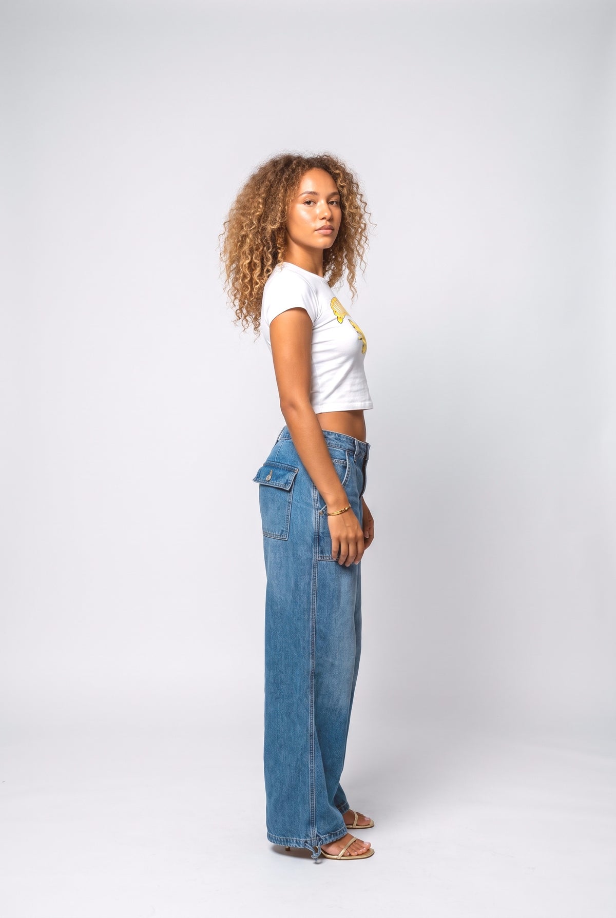 Blue Wide Leg Jeans, back view