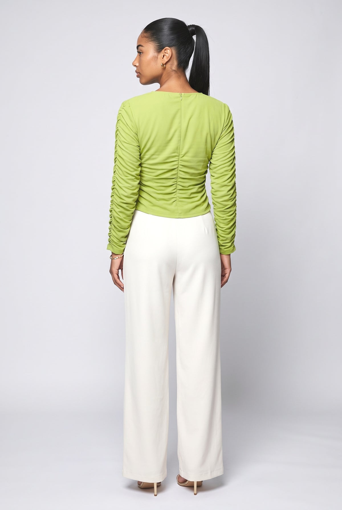 Green Pleated Top, back view