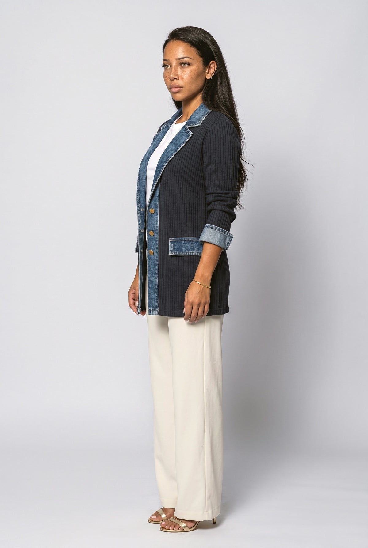 Knit Denim Jacket, back view