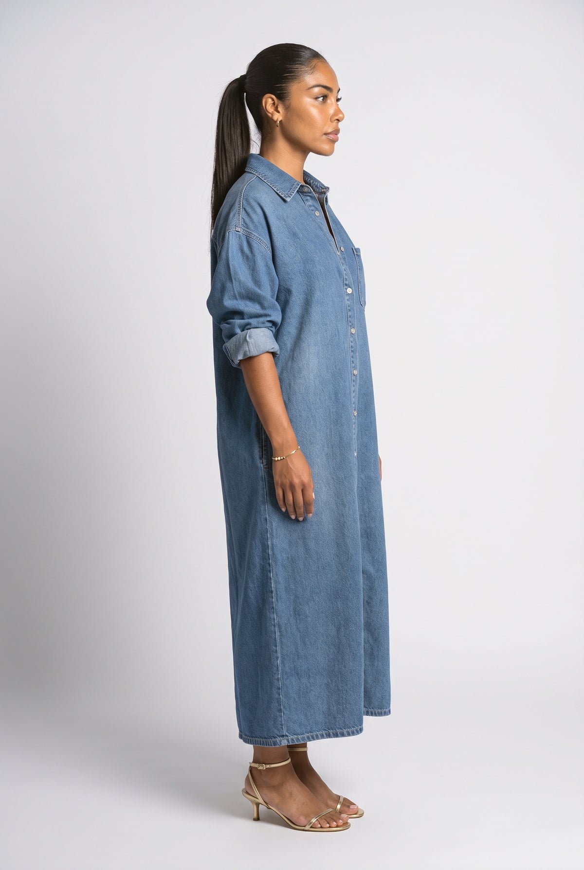 Denim Oversized Summer Dress, back view
