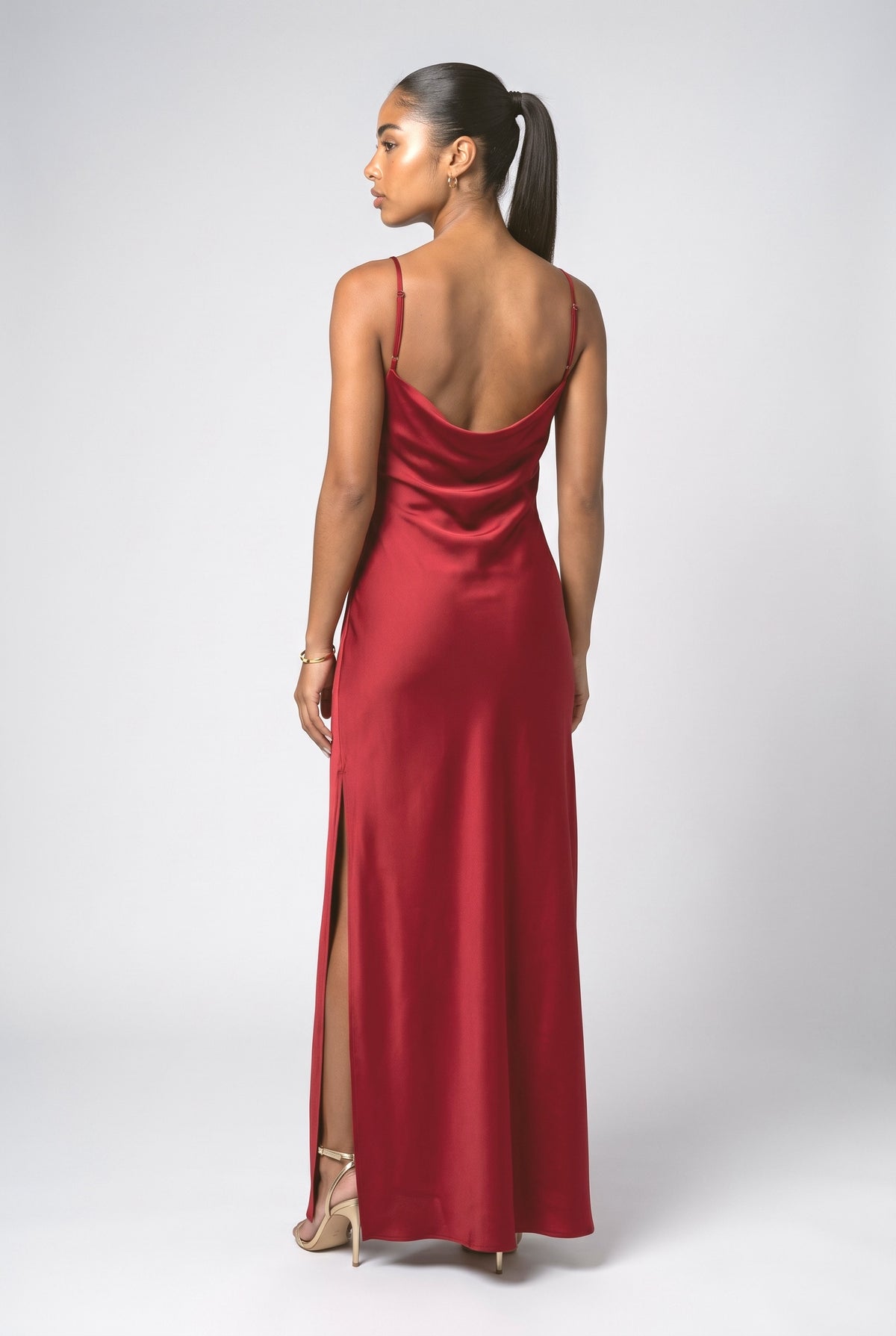 Bordeaux Maxi Dress, back view
