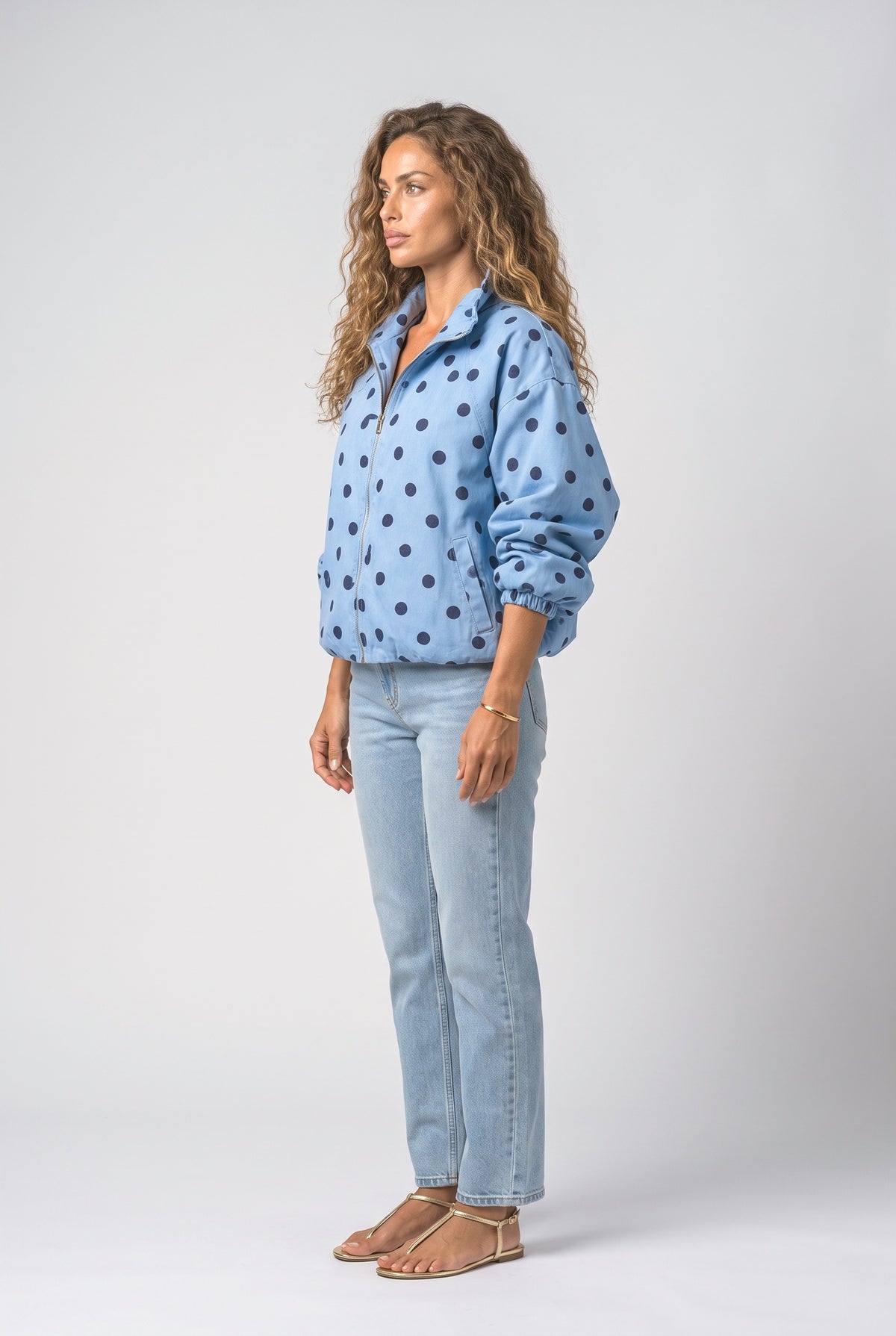 Polka Dot Denim Jacket, back view