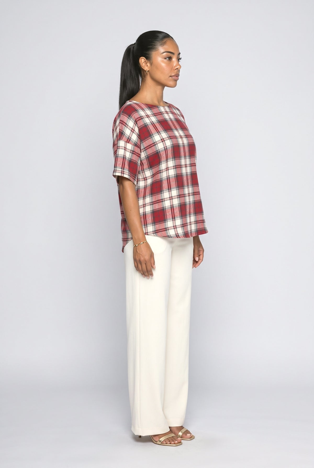 Red Plaid Blouse, back view