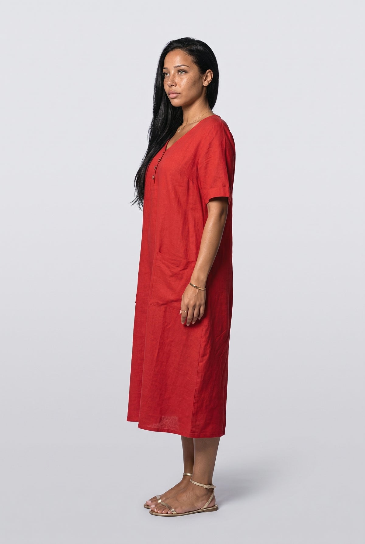 V-Neck Midi Dress, back view
