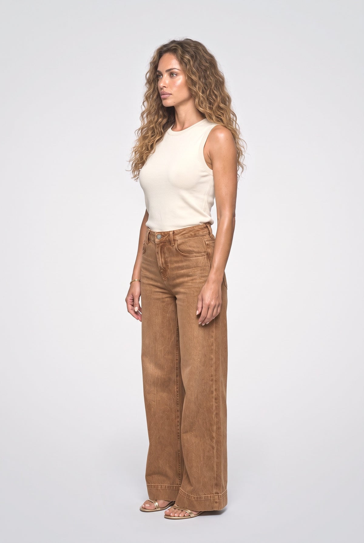 Denim Wide Leg Jeans, back view