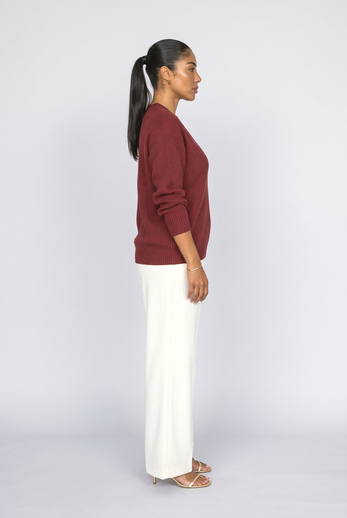 V-Neck Knit Top, back view