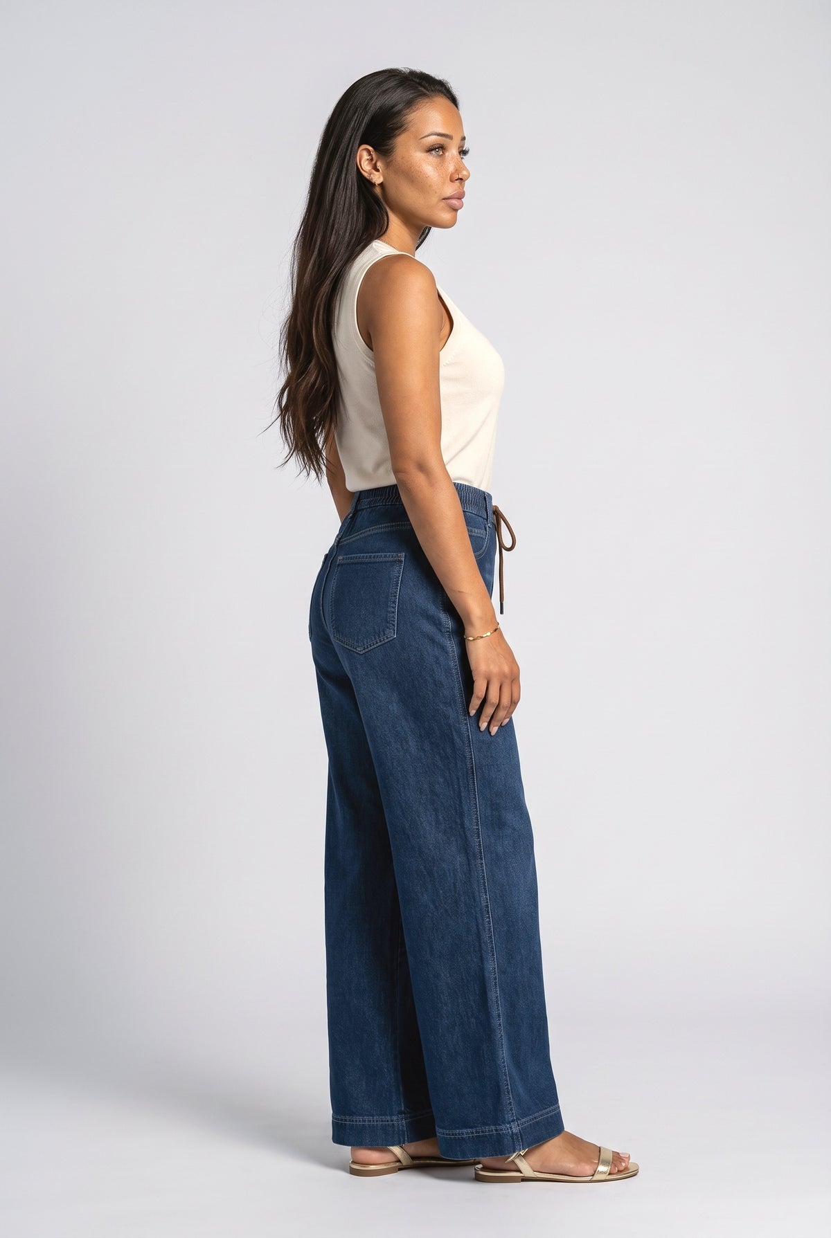 Blue Wide Leg Jeans, back view