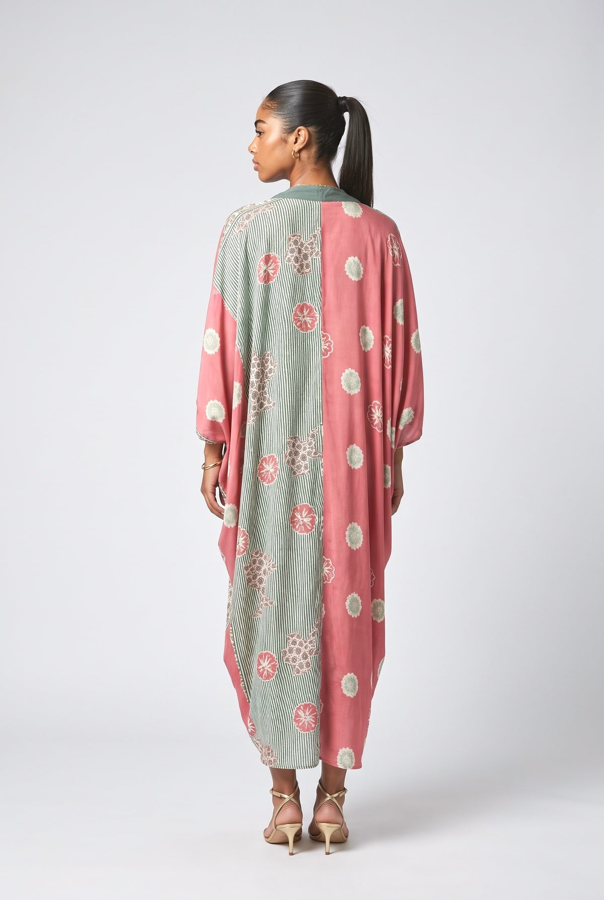 Bohemian Print Kaftan Maxi Dress, back view