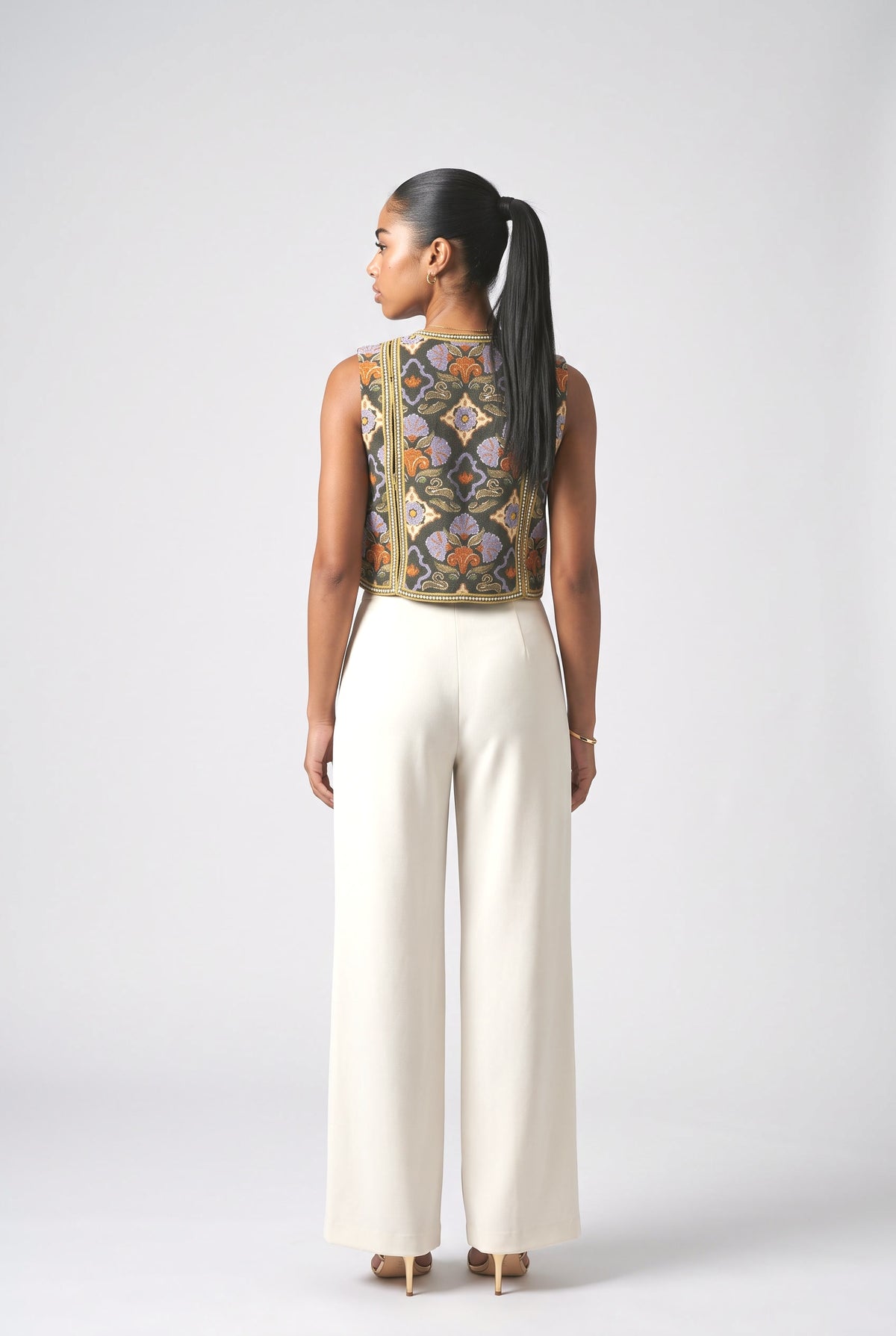 Print Wrap Top, back view
