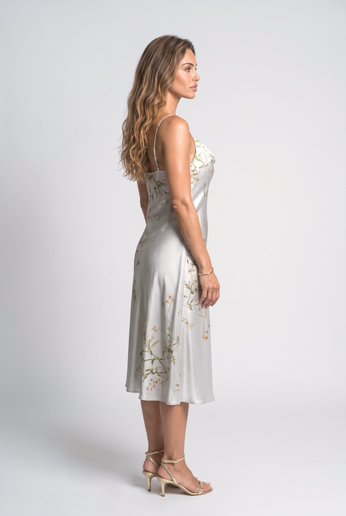 Satin Cowl Neck Draped Slip Dress, back view