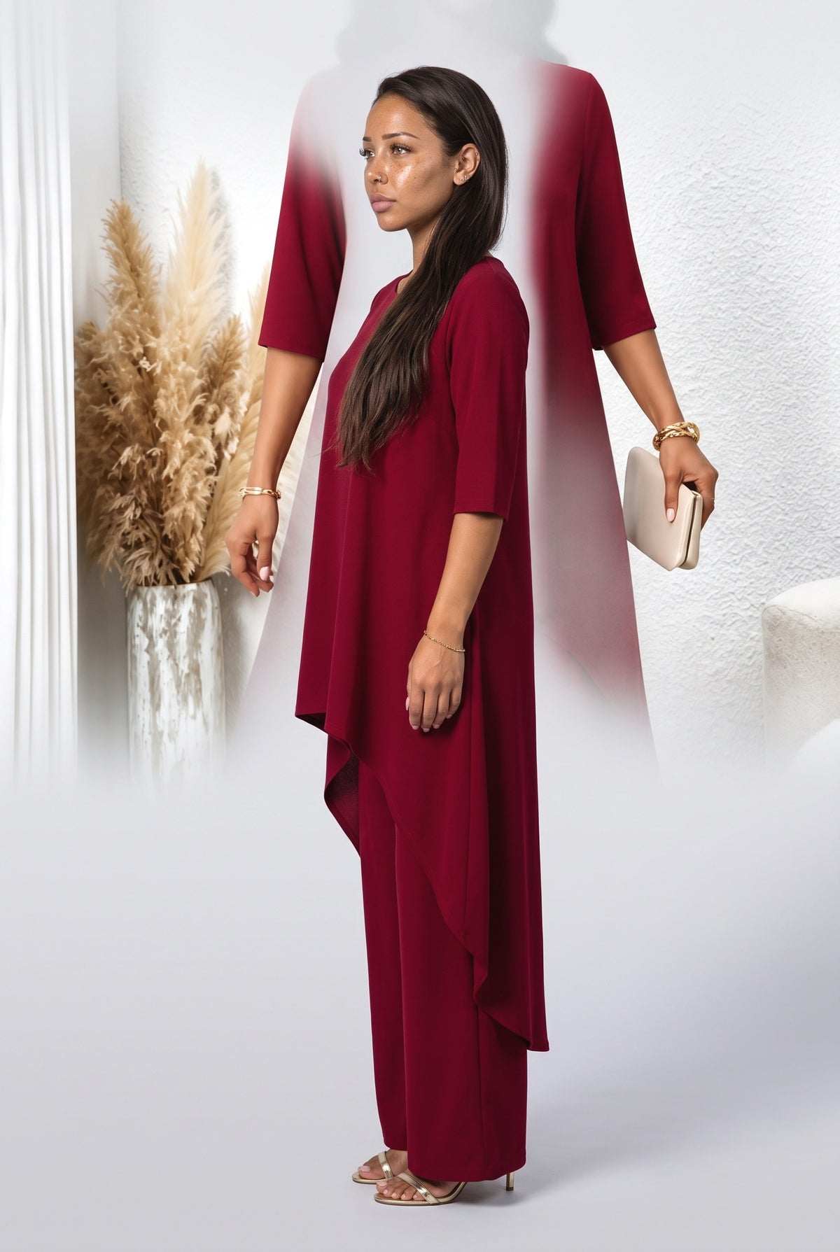Asymmetric Two Piece Outfit, back view