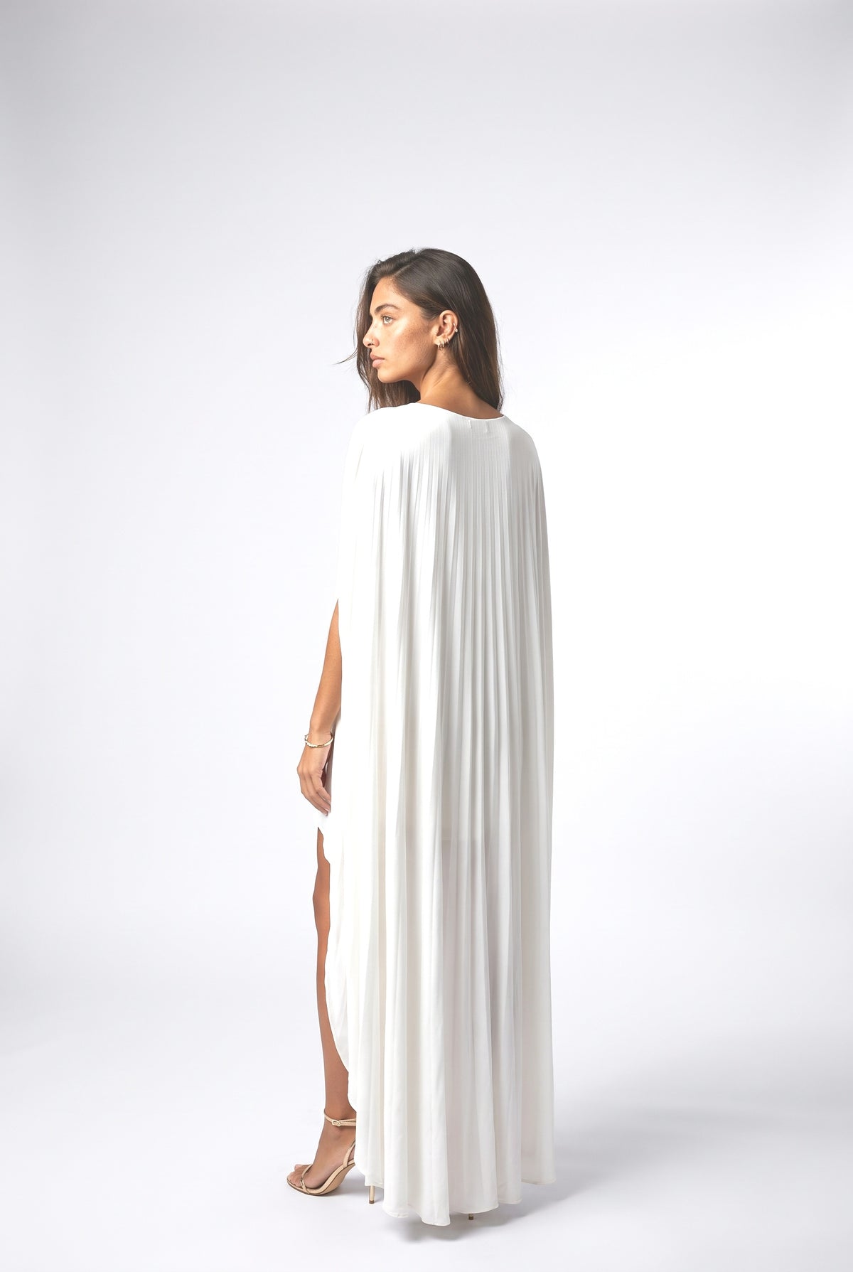 White Pleated Outfit Set, back view