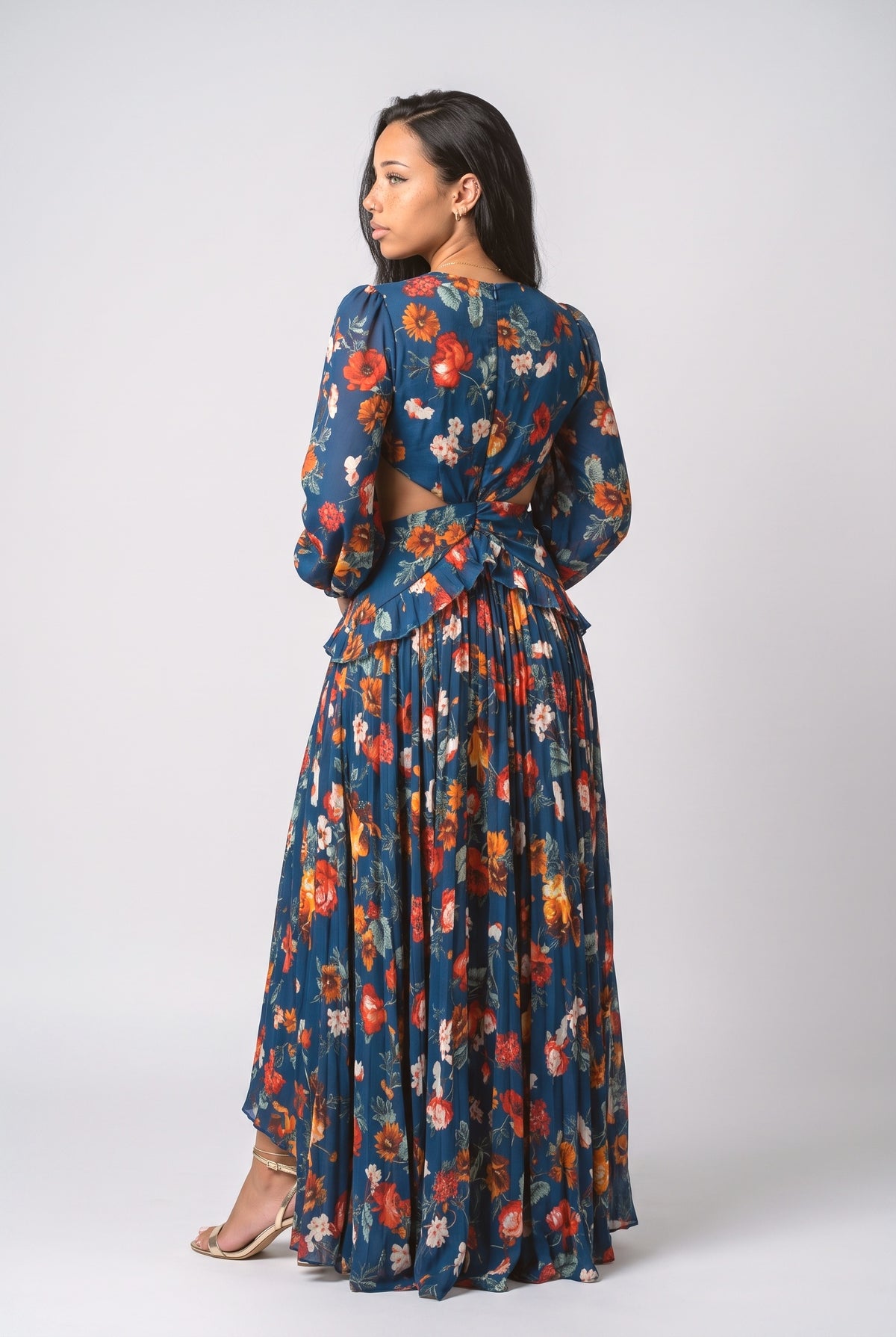 Floral Cutout Maxi Dress, back view