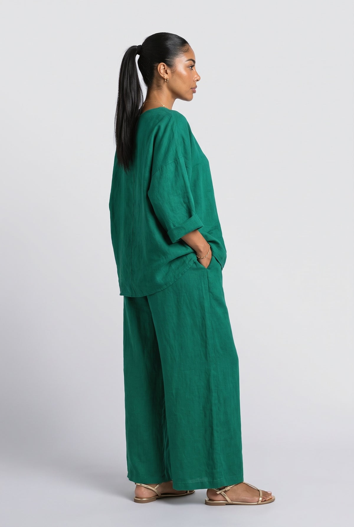 Linen Oversized Two Piece Outfit, back view