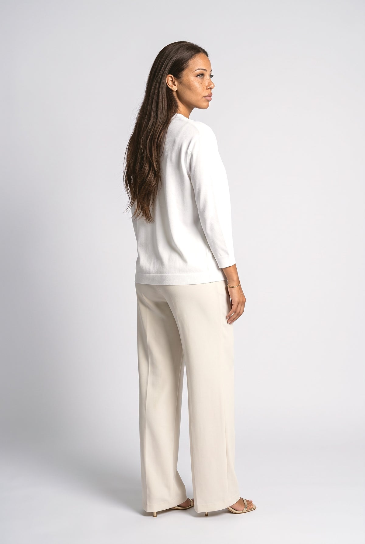 White Knit Cardigan, back view