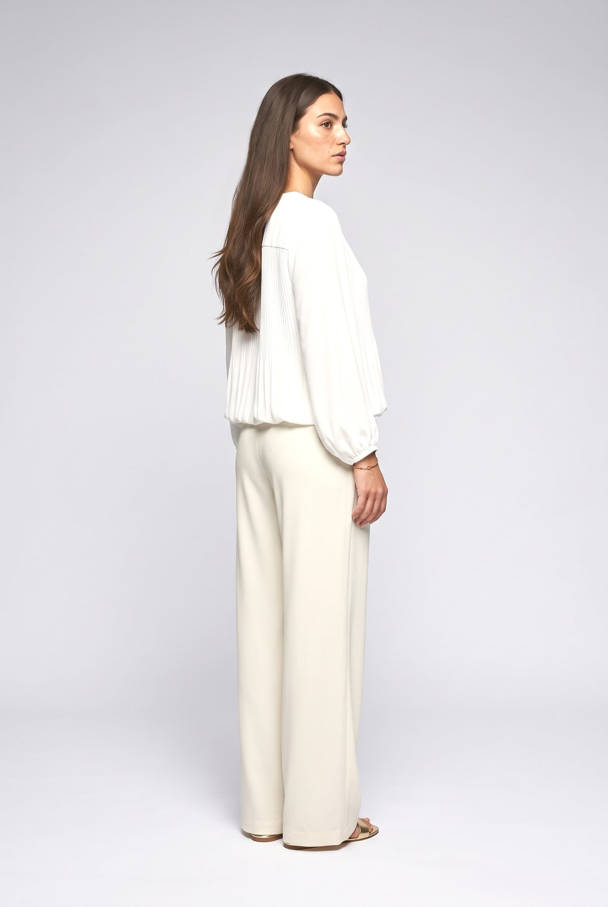 V-Neck Pleated Blouse, back view