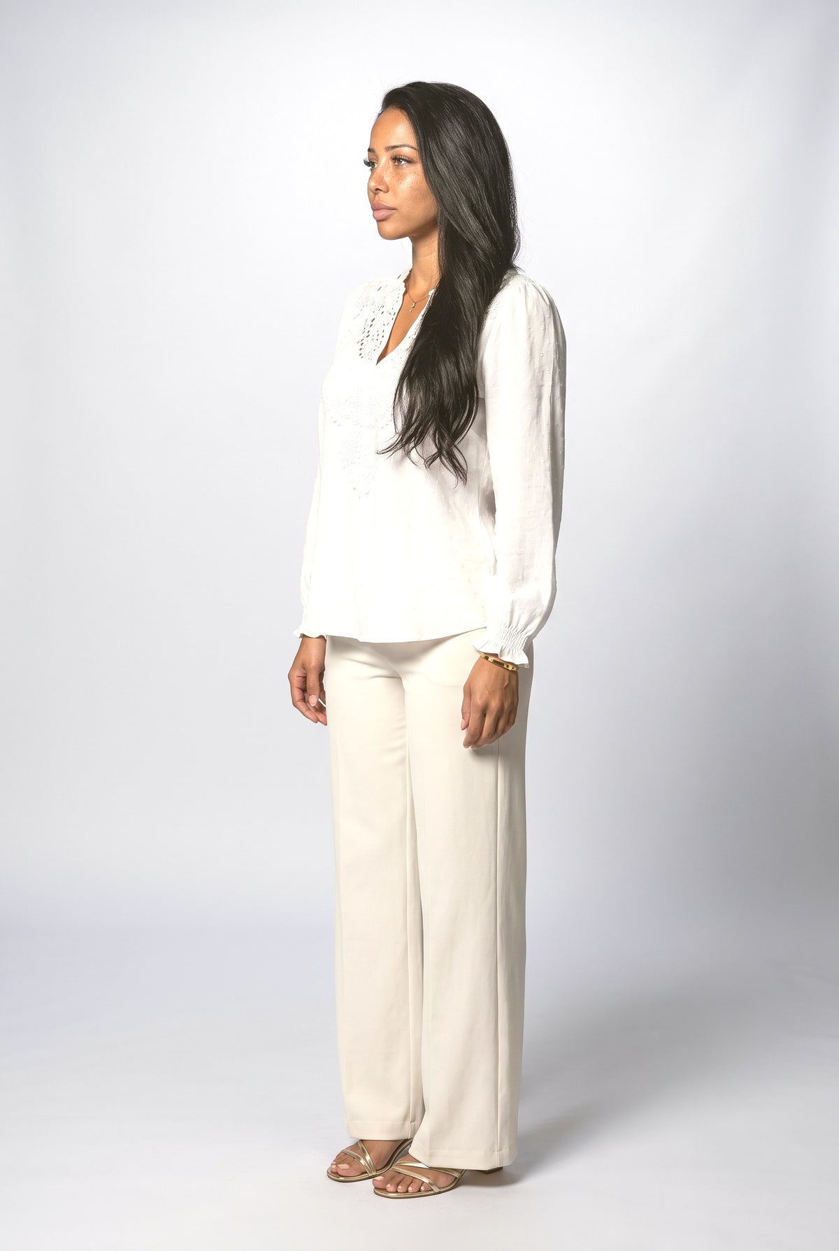 V-Neck Long Sleeve Blouse, back view