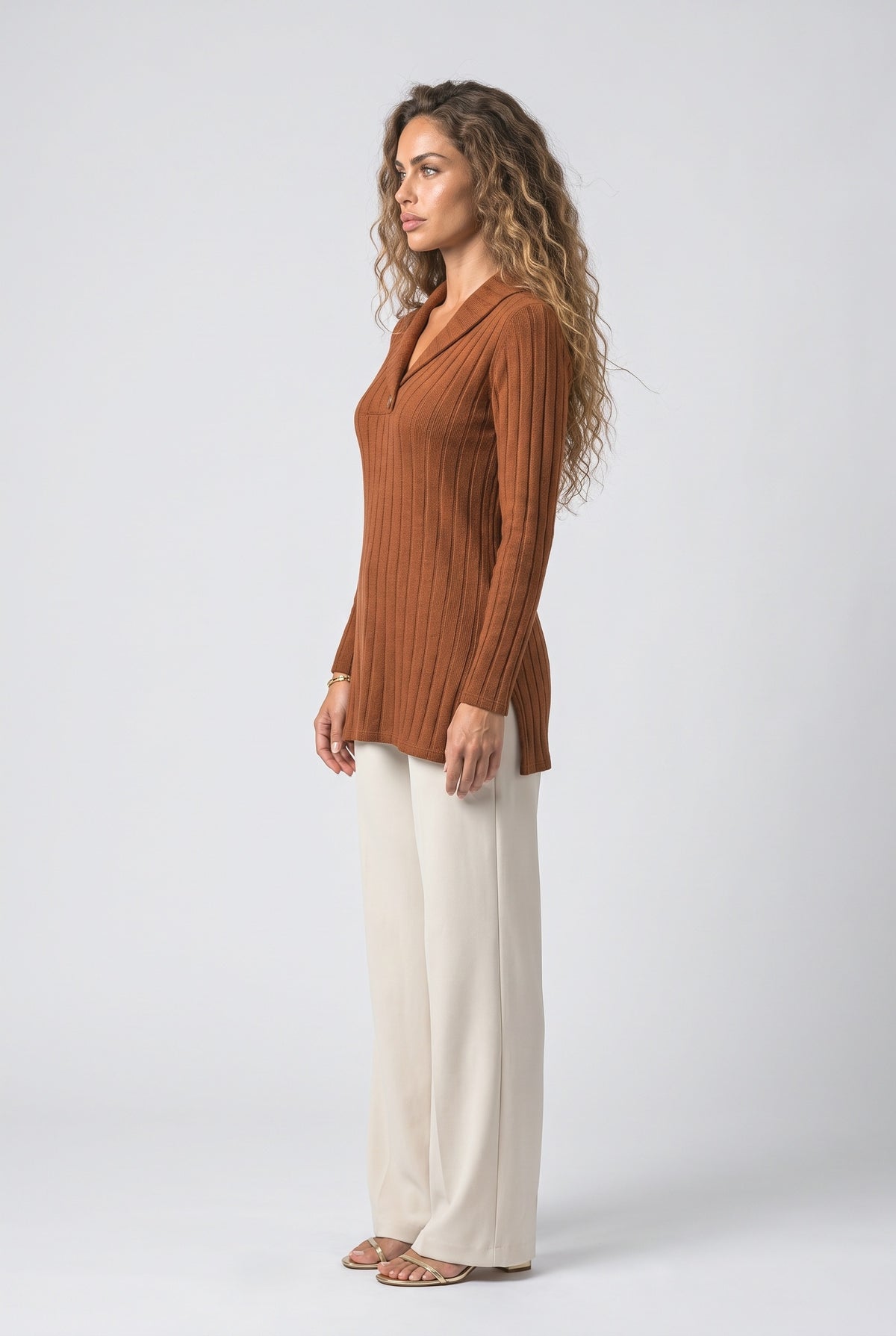 V-Neck Knit Top, back view