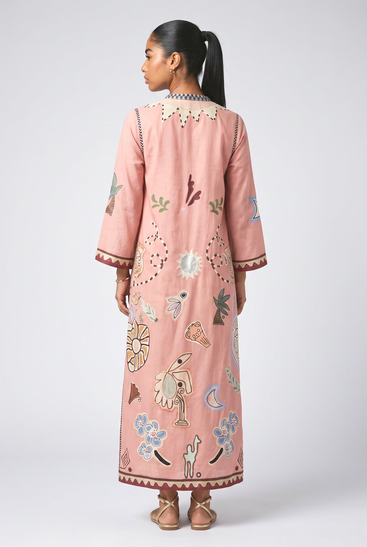 Pink Abstract Maxi Dress, back view