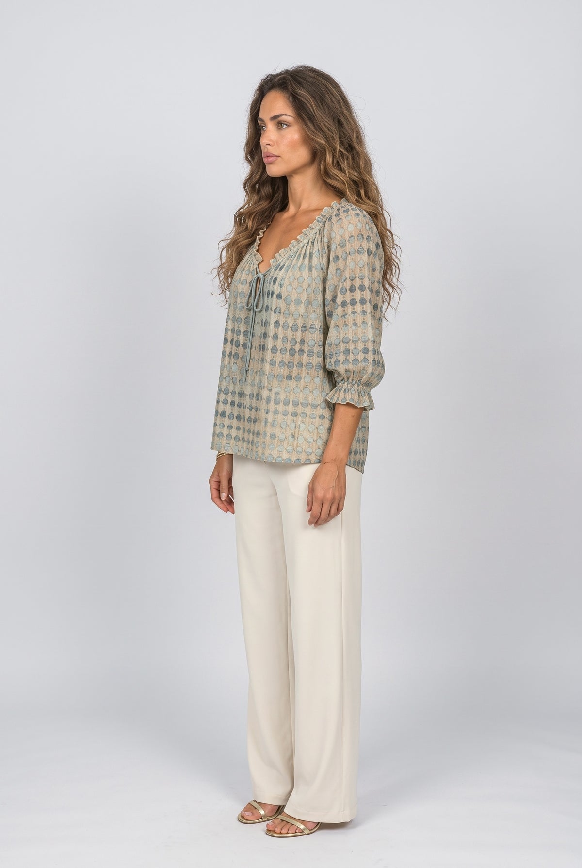 Multicolor Ruffle Blouse, back view