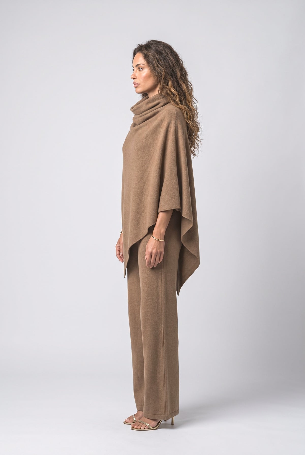 Cowl Neck Cape Pants Set Women, back view