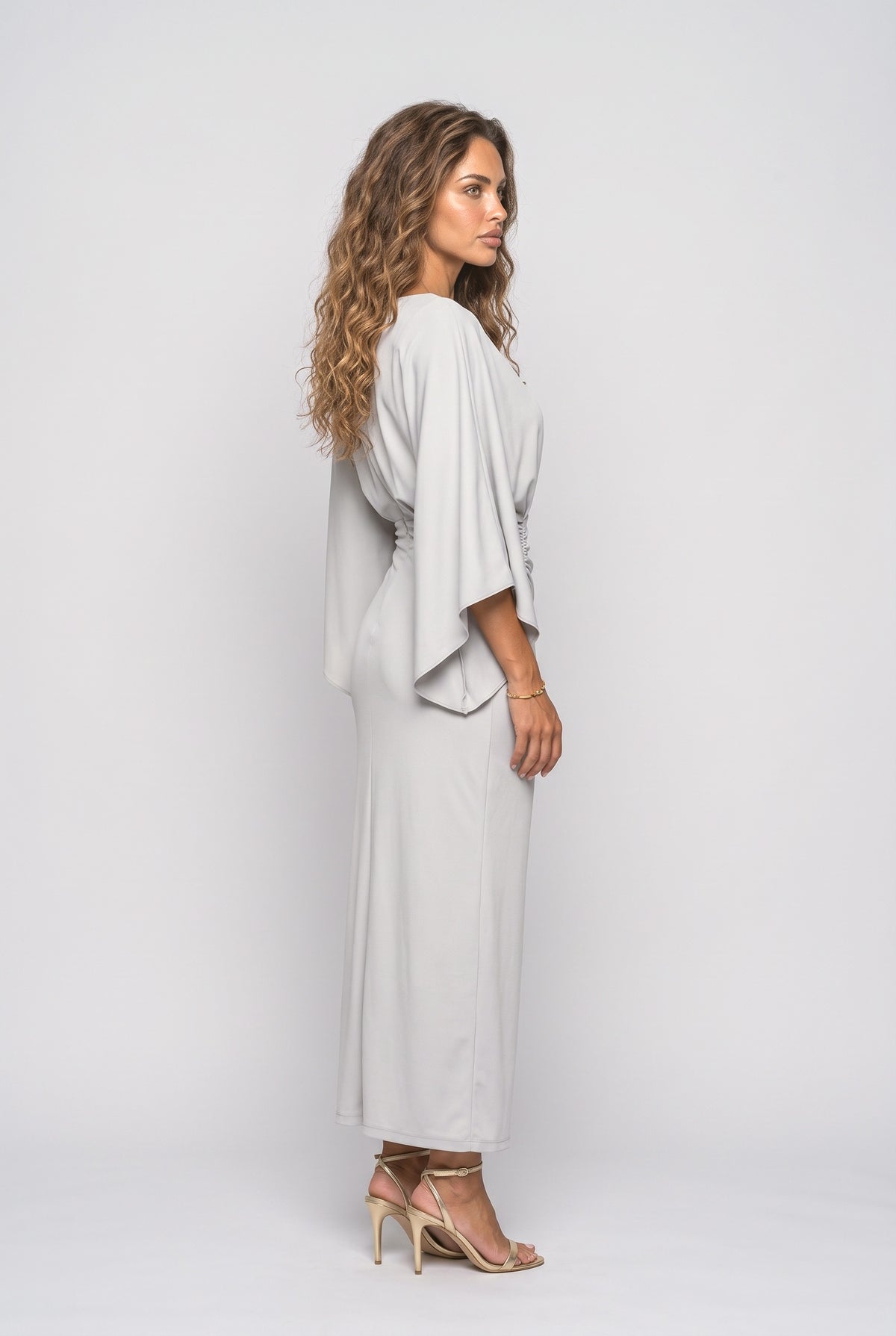 Batwing Sleeve Ruched Cocktail Dress, back view