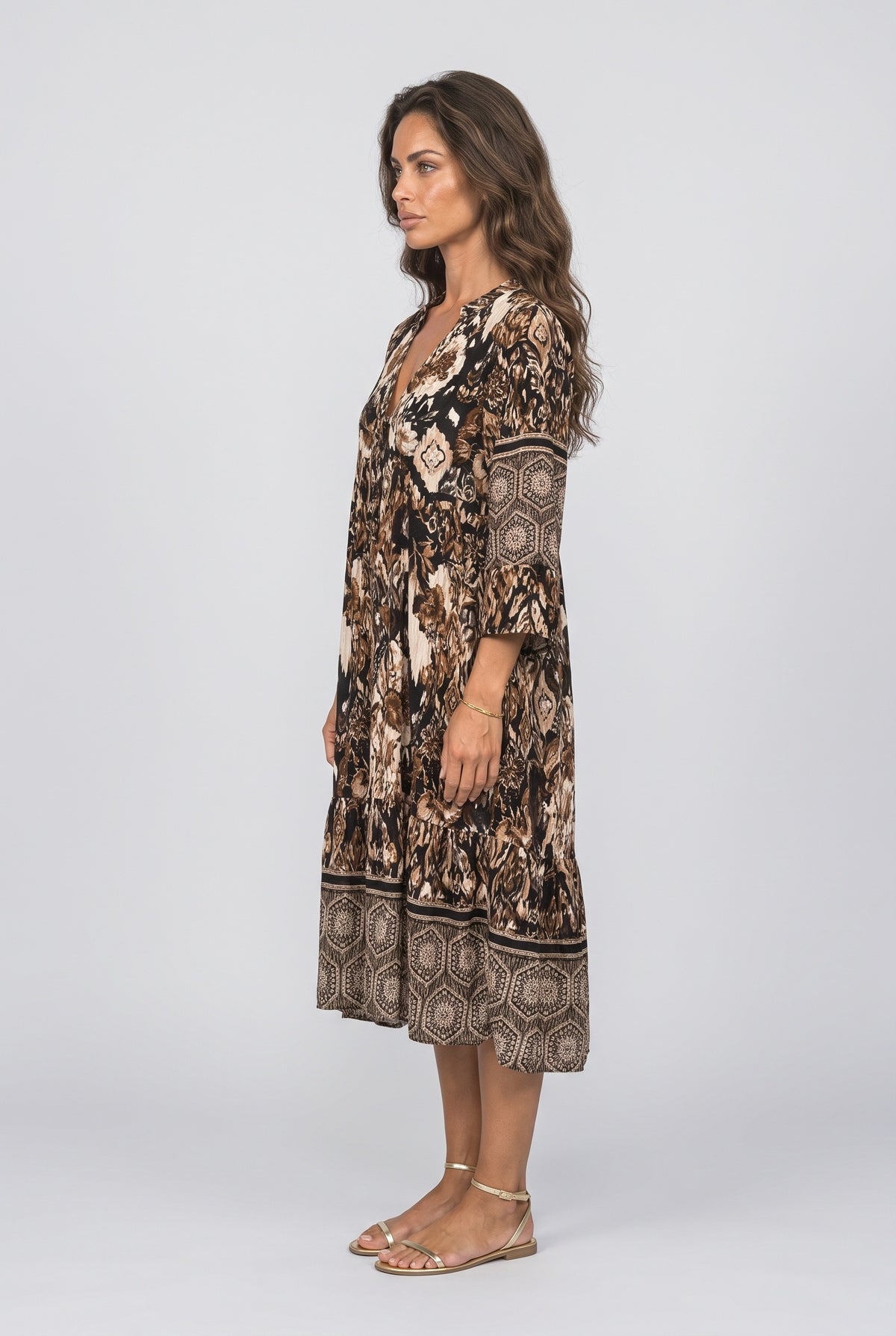 V-Neck Print Summer Dress, back view