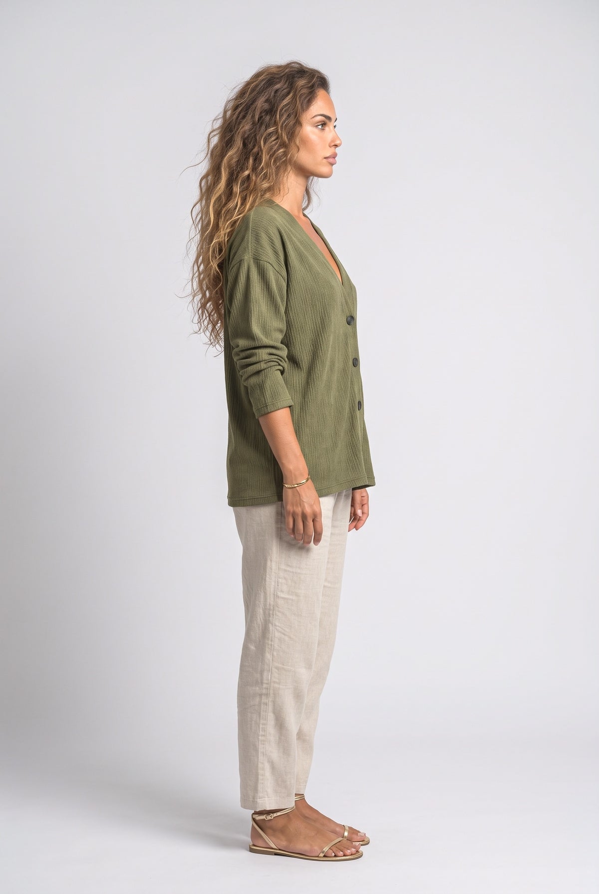 V-Neck Knit Cardigan, back view