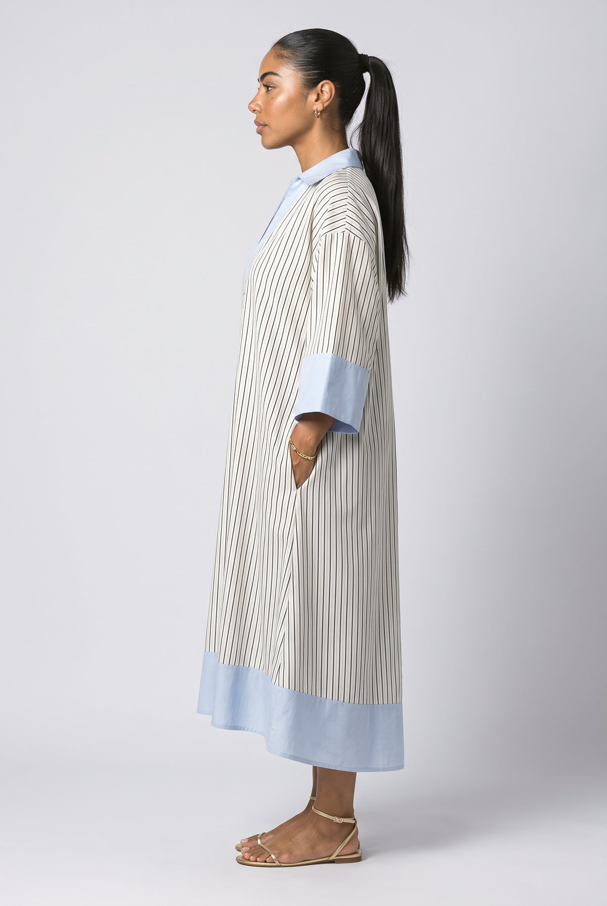 Striped Midi Dress, back view
