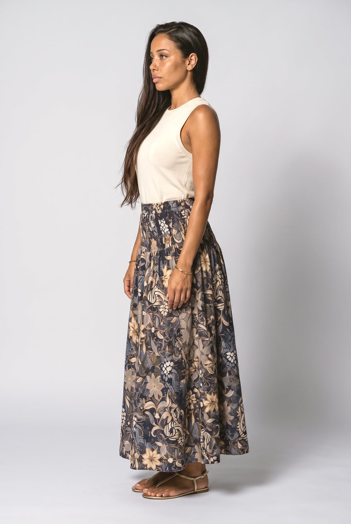 Floral A-Line Maxi Skirt, back view