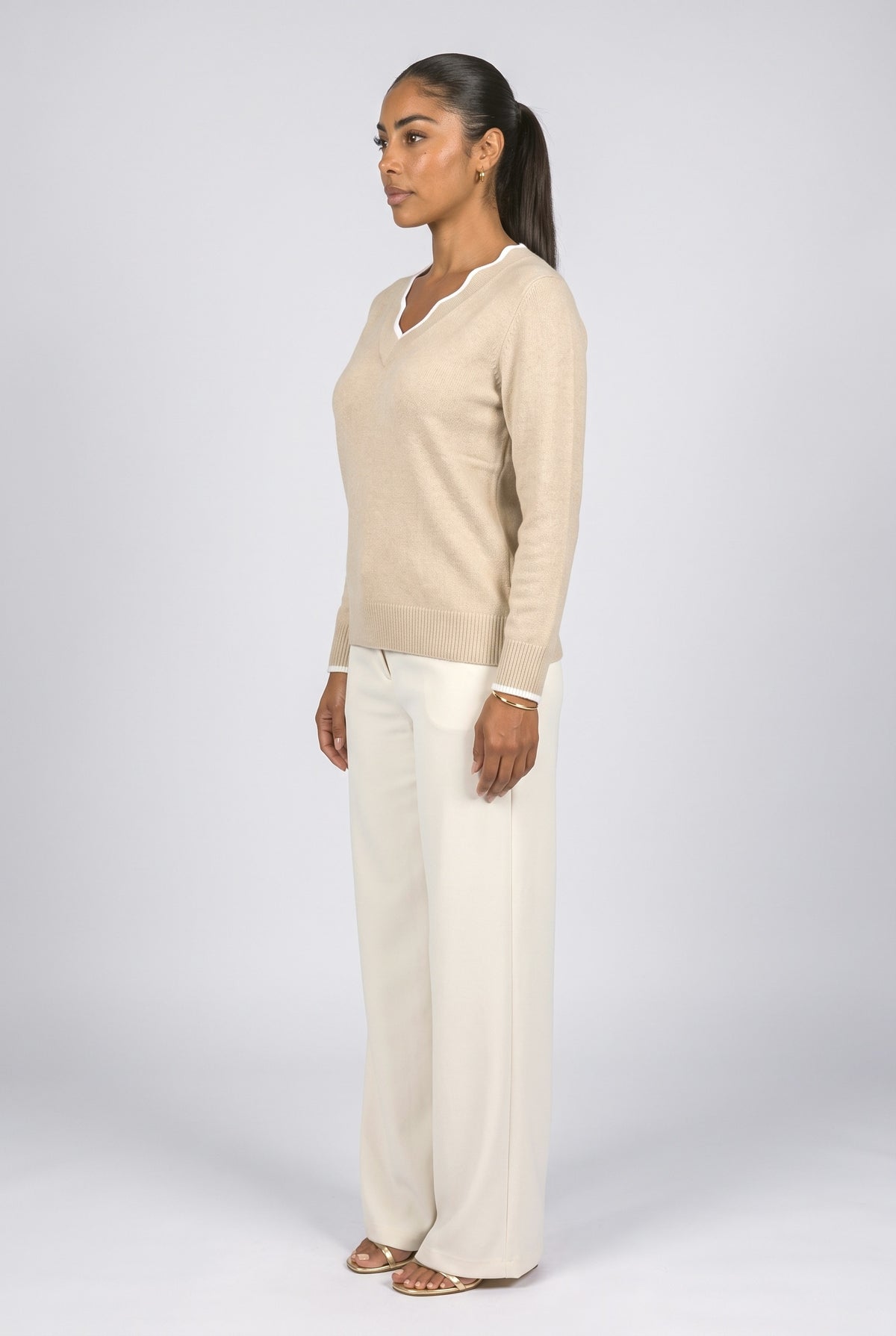 V-Neck Knit Top, back view