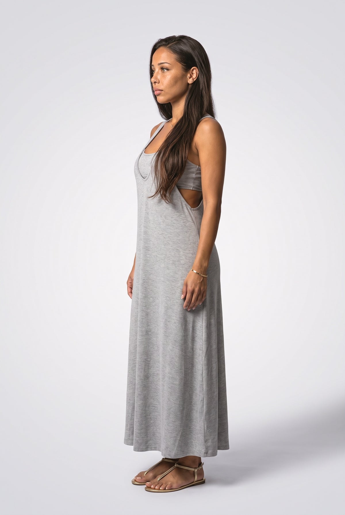 Sleeveless A-Line Maxi Dress, back view