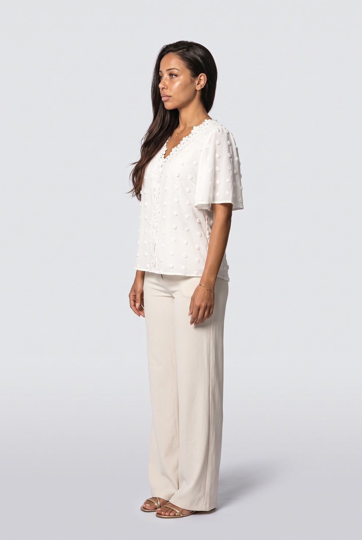 Lace V-Neck Blouse, back view