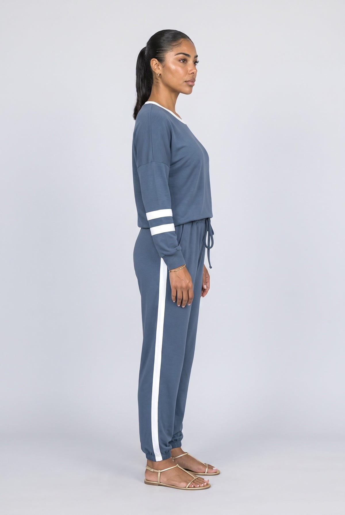 Striped Two Piece Outfit, back view