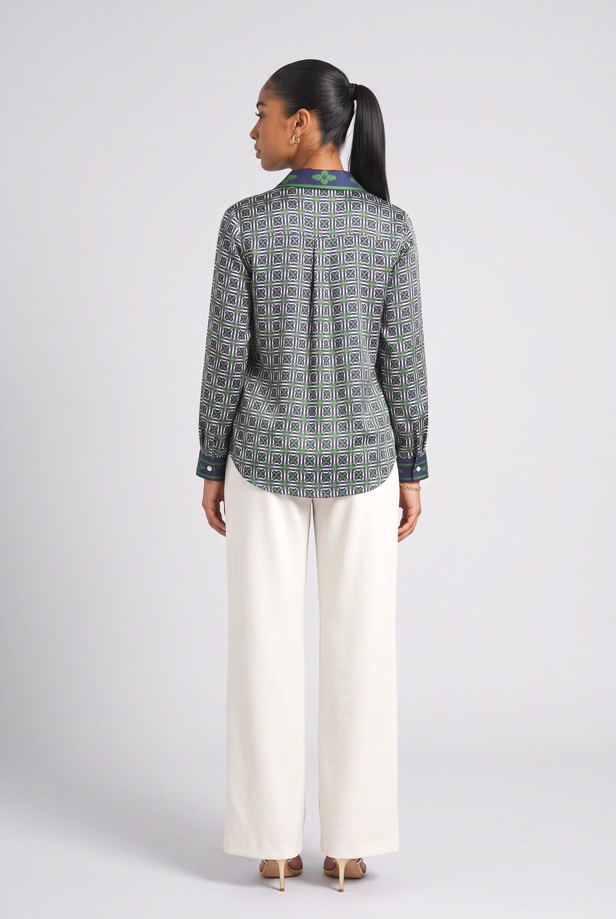 Geometric Satin Top, back view