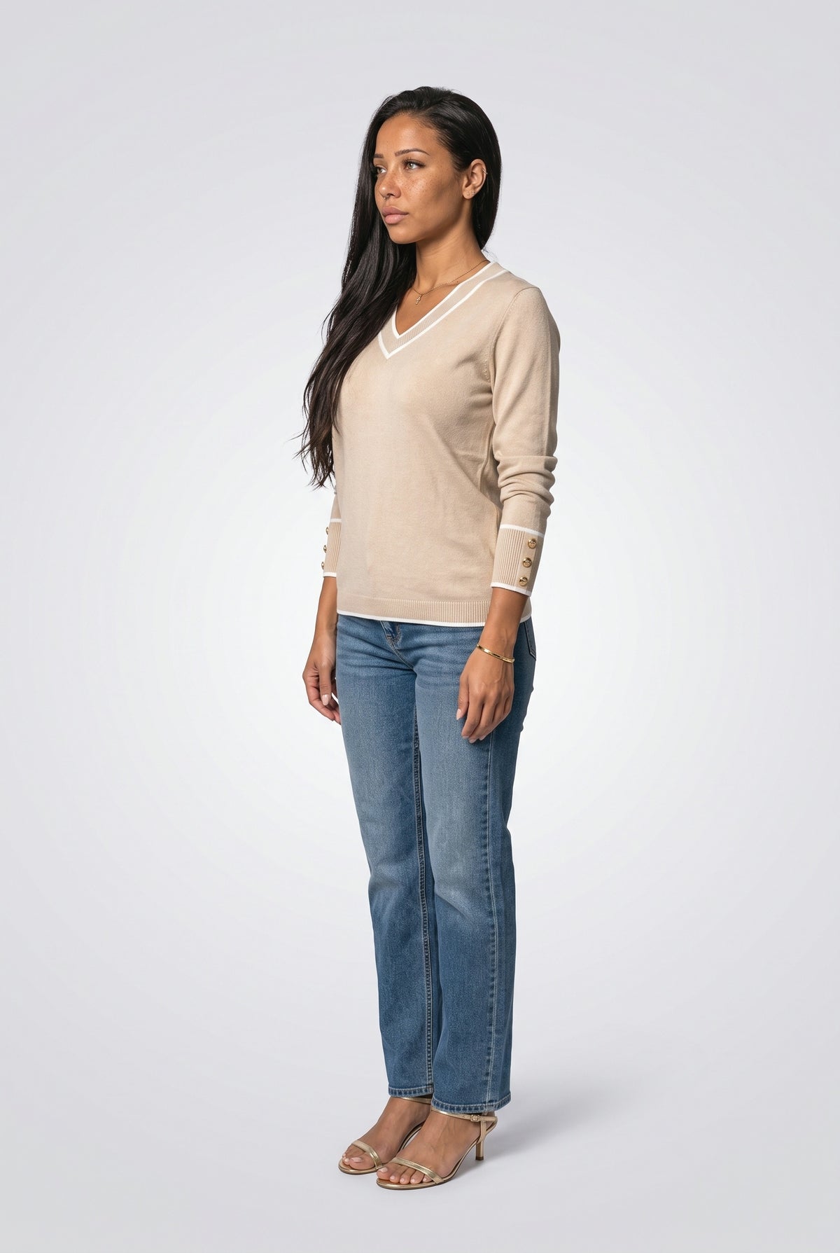 V-Neck Knit Top, back view