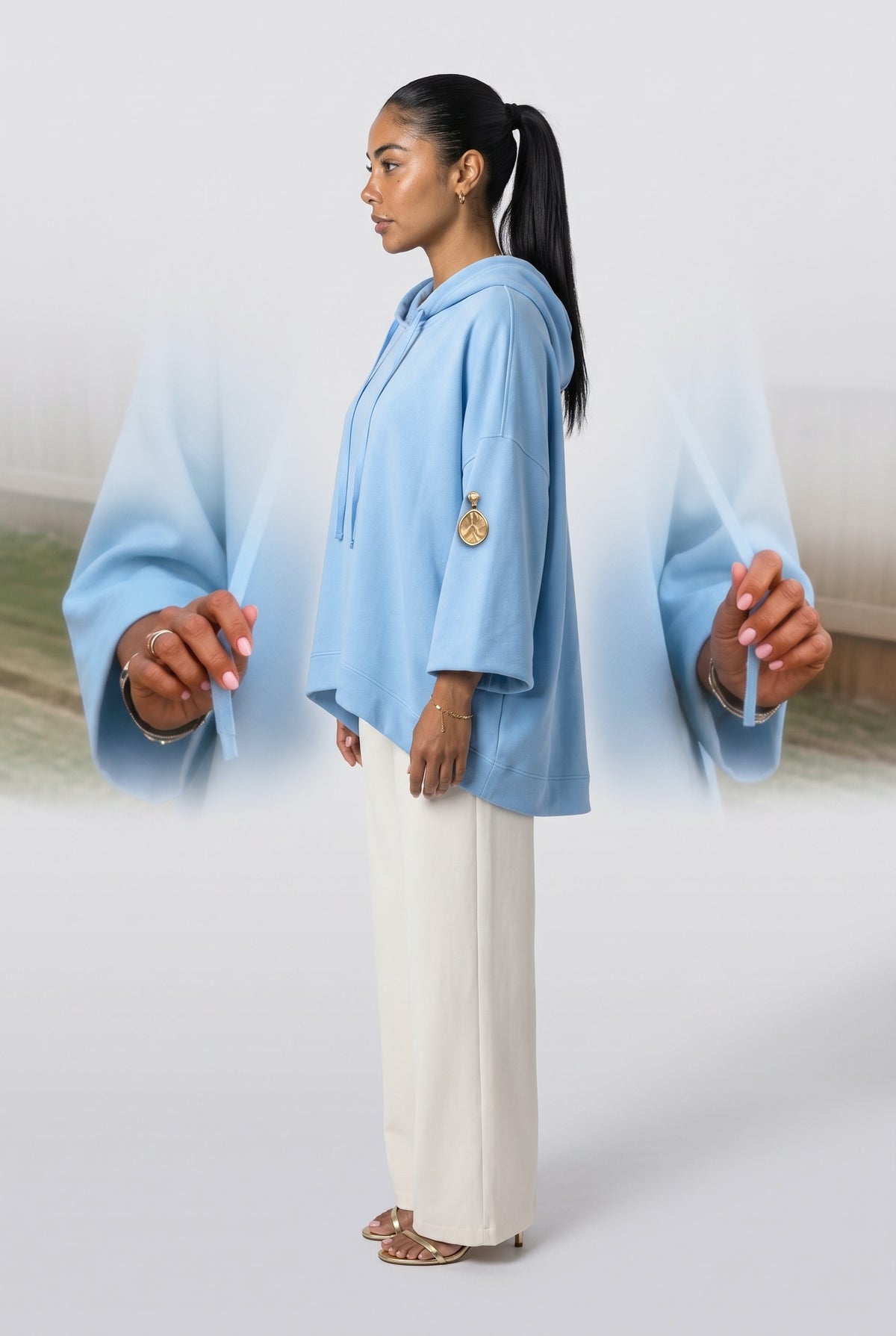 Draped Hoodie, back view