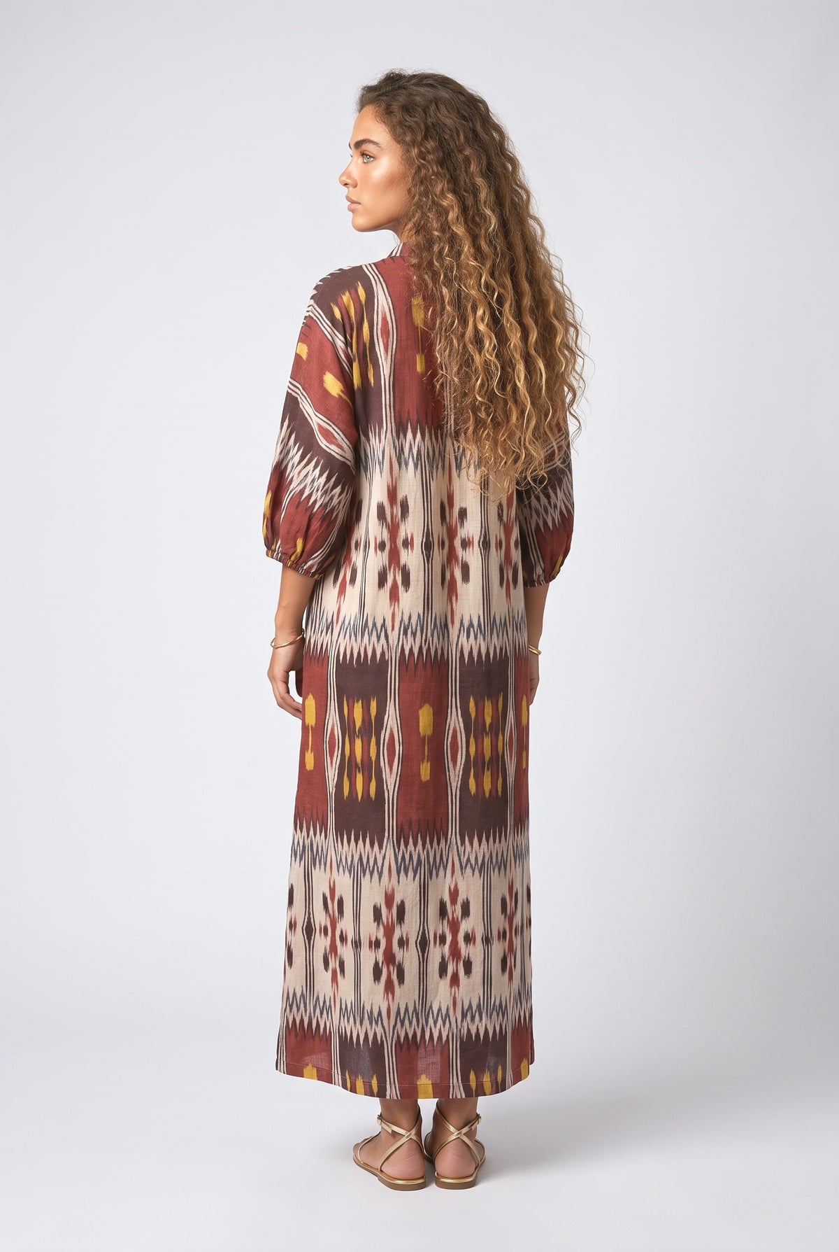 Bohemian Style Ekater Print Maxi Dress, back view